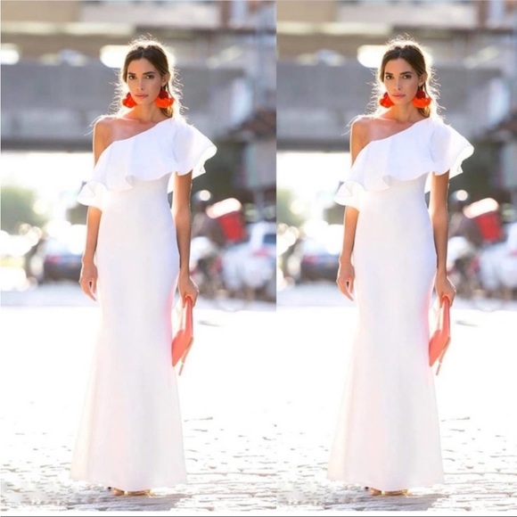 Lulu’s | So Amazed White One-Shoulder Maxi Dress - Picture 5 of 5
